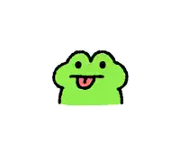 a green frog is sticking its tongue out and smiling on a white background .