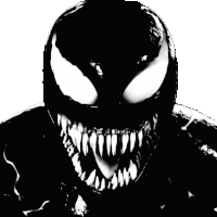 a black and white image of venom 's face