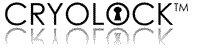 a black and white logo for cryolock tm with a keyhole in the middle .