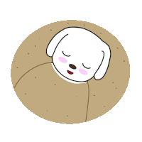 a cartoon drawing of a dog sleeping on a blanket