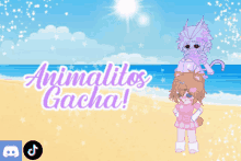 a cartoon drawing of a beach with the words animalitos gacha on it