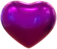 a shiny purple heart is floating in the air on a white background