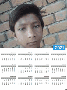 a calendar for the year 2021 with a picture of a boy