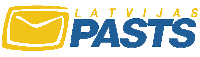 a logo for latvijas pasts with a yellow envelope in the middle