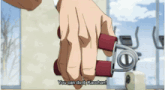 a person is holding a hand gripper with the words " you can do it kacchan " above it