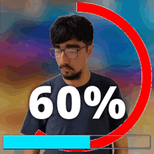 a man with glasses and a beard stands in front of a loading bar that says 60 %