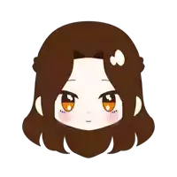 a cartoon character with brown hair and orange eyes