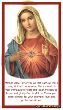 a picture of a woman with the words mother mary i offer you all that i am on it