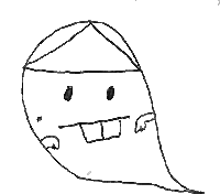 a child 's drawing of a ghost with a big smile on its face