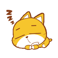 a cartoon drawing of a cat sleeping with the word nn below it