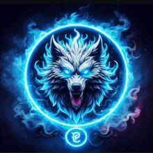 a picture of a wolf with blue eyes