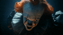 a close up of a clown with the words " duck and cover kiddos " below it