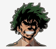 a drawing of a man with green hair making a face