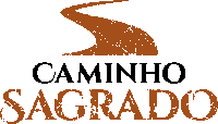 a logo for caminho sagrado with a brown road in the middle