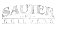 a logo for sauter builders is shown in black and white