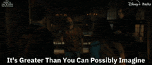 a group of people standing in a room with the words it 's greater than you can possibly imagine on the bottom