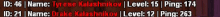 a blurred image of a person 's name in red and white