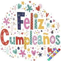 a colorful greeting card with the words feliz cumpleanos