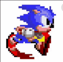 a pixel art drawing of sonic the hedgehog with a red tail