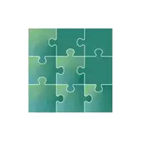 green puzzle pieces are arranged in a square