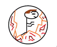 a drawing of a stick figure in a circle with red and orange lines