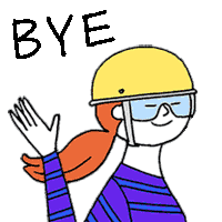 a cartoon of a woman wearing a helmet and goggles waving her hand .