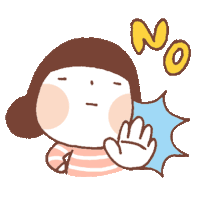 a cartoon drawing of a girl with a no sign