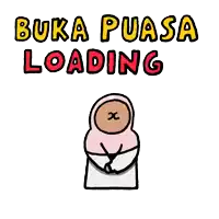 a cartoon of a cup with the words buka puasa loading on it