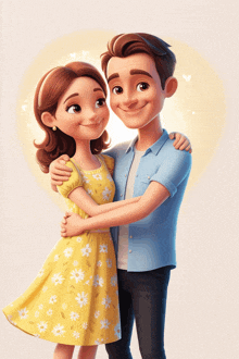 a man and a woman are hugging each other in a cartoon