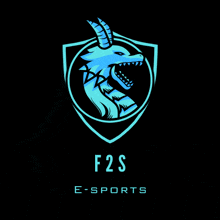 a logo for f2s e-sports shows a blue dragon with horns