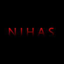 a black background with the word nihas in red