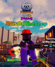 a video game character with the name 4gis on the jeep on it