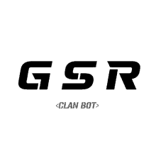 a black and white logo for gsr clan bot on a white background