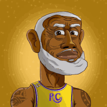 a cartoon drawing of a man with a beard wearing a yellow jersey that says rc