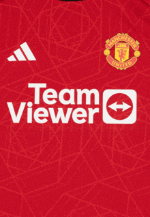 manchester united team viewer logo on the red jersey