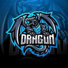 a dragon mascot logo for a gaming team with a blue background .