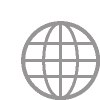 a gray globe with a grid around it on a white background