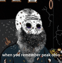 a cartoon of a man with a beard and the words when you remember peak ohio on the bottom