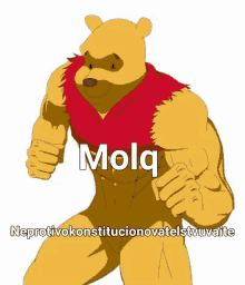 a winnie the pooh cartoon character with the word mola written on it