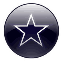 the dallas cowboys logo is on a black button .