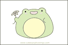 how to draw a frog with a flower step by step