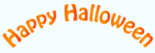 a white background with orange text that says " happy halloween "