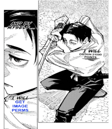 a black and white drawing of a man with a sword and the words " and by myself "