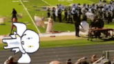 a cartoon drawing of a band on a field