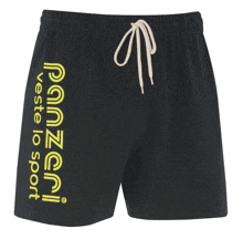 a pair of black shorts that say ' ponzoni veste lo sport ' on them