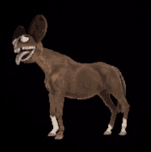 a cartoon drawing of a donkey with its tongue sticking out