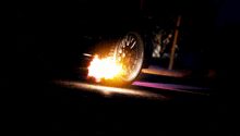 a car with flames coming out of its tires