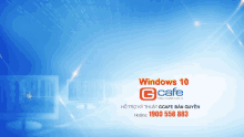 a blue background with the words windows 10 ecafe