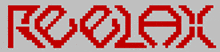 a pixel art of the word roolex in red