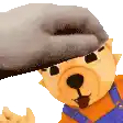 a teddy bear wearing overalls and a hat is making a funny face .